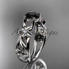 Platinum  diamond floral engagement ring with a Black Diamond center stone ADLR216