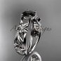 Platinum diamond floral engagement ring with a Black Diamond center stone ADLR216