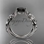 Platinum diamond floral engagement ring with a Black Diamond center stone ADLR216