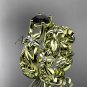 14k yellow gold diamond floral engagement set with a Black Diamond center stone ADLR216S