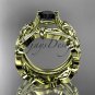 14k yellow gold diamond floral engagement set with a Black Diamond center stone ADLR216S