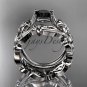 Platinum  diamond floral engagement set with a Black Diamond center stone ADLR216S