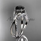 Unique 14kt white gold diamond engagement ring with a Black Diamond center stone ADLR218