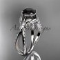 Unique 14kt white gold diamond engagement ring with a Black Diamond center stone ADLR218