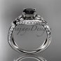 Unique 14kt white gold diamond engagement ring with a Black Diamond center stone ADLR218