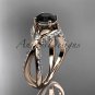 Unique 14kt rose gold diamond engagement ring with a Black Diamond center stone ADLR218