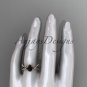 Unique 14kt rose gold diamond engagement ring with a Black Diamond center stone ADLR218