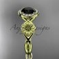 Unique 14kt yellow gold diamond flower engagement ring with a Black Diamond center stone ADLR219