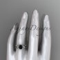 14kt white gold diamond wedding ring, engagement ring with a Black Diamond center stone ADLR220