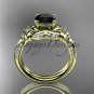 14kt yellow gold diamond wedding ring, engagement ring with a Black Diamond center stone ADLR220