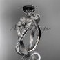 14kt white gold diamond wedding ring, engagement ring with a Black Diamond center stone ADLR221