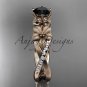 14kt rose gold diamond wedding ring, engagement ring with a Black Diamond center stone ADLR221