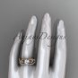 Unique 14kt rose gold diamond flower, leaf and vine wedding ring, engagement set ADLR221S