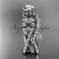 Unique 14kt white gold diamond wedding ring, engagement set with a Moissanite center stone ADLR221