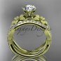 Unique 14kt yellow gold diamond wedding ring, engagement set with a Moissanite center stone ADLR221