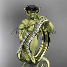 14kt yellow gold diamond wedding ring, engagement set with a Black Diamond center stone ADLR221S