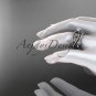 14kt white gold diamond engagement ring,Moissanite center stone and double matching band ADLR221S