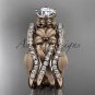 14kt rose gold diamond engagement ring,Moissanite center stone and double matching band ADLR221S