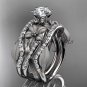 Platinum diamond engagement ring,Moissanite center stone and double matching band ADLR221S
