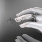 Platinum diamond engagement ring,Moissanite center stone and double matching band ADLR221S