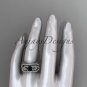 Platinum diamond engagement ring, Black Diamond center stone,double matching band ADLR221