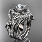 14kt white gold diamond wedding ring, double matching band ADLR222S