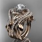 14kt rose gold diamond wedding ring, double matching band ADLR222S