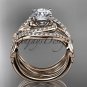 14kt rose gold diamond wedding ring, double matching band ADLR222S
