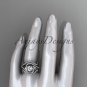 14kt white gold diamond wedding ring,Moissanite, center stone and double matching band ADLR222S