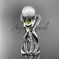 14kt white gold diamond pearl, tulip unique engagement set AP226S