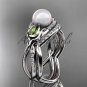 Platinum  diamond pearl, tulip unique engagement set AP226S