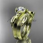 Unique 14kt yellow gold diamond floral engagement set ADLR324S