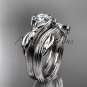 14kt white gold diamond floral engagement set with a "Forever One" Moissanite center stone ADLR324S