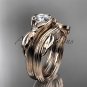 14kt rose gold diamond floral engagement set with a "Forever One" Moissanite center stone ADLR324S