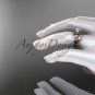 14kt rose gold diamond flower, leaf and vine wedding ring, engagement set ADLR240S