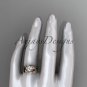 14kt rose gold diamond flower, leaf and vine wedding ring, engagement set ADLR240S