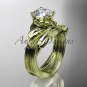 14kt yelllow gold diamond flower, leaf and vine wedding ring, engagement set ADLR240S