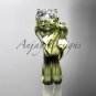 14kt yelllow gold diamond flower, leaf and vine wedding ring, engagement set ADLR240S