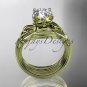 14kt yelllow gold diamond flower, leaf and vine wedding ring, engagement set ADLR240S