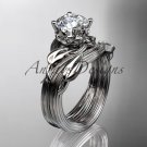 Platinum  diamond flower, leaf and vine wedding ring, engagement set ADLR240S
