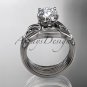 Platinum diamond flower, leaf and vine wedding ring, engagement set ADLR240S