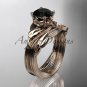 14kt rose gold diamond leaf and vine engagement set with a Black Diamond center stone ADLR240S