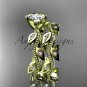14k yellow gold diamond leaf and vine wedding ring, engagement ring, engagement set ADLR213