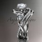 14kt white gold diamond engagement set with a "Forever One" Moissanite center stone ADLR320S