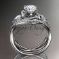 14kt white gold diamond engagement set with a "Forever One" Moissanite center stone ADLR320S