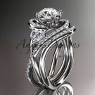 Platinum  diamond engagement set with a "Forever One" Moissanite center stone ADLR320S
