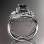 Unique 14kt white gold diamond engagement set with a Black Diamond center stone ADLR320S
