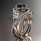 Unique 14kt rose gold diamond engagement set with a Black Diamond center stone ADLR320S