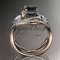 Unique 14kt rose gold diamond engagement set with a Black Diamond center stone ADLR320S
