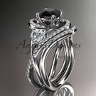 Unique platinum  diamond engagement set with a Black Diamond center stone ADLR320S
